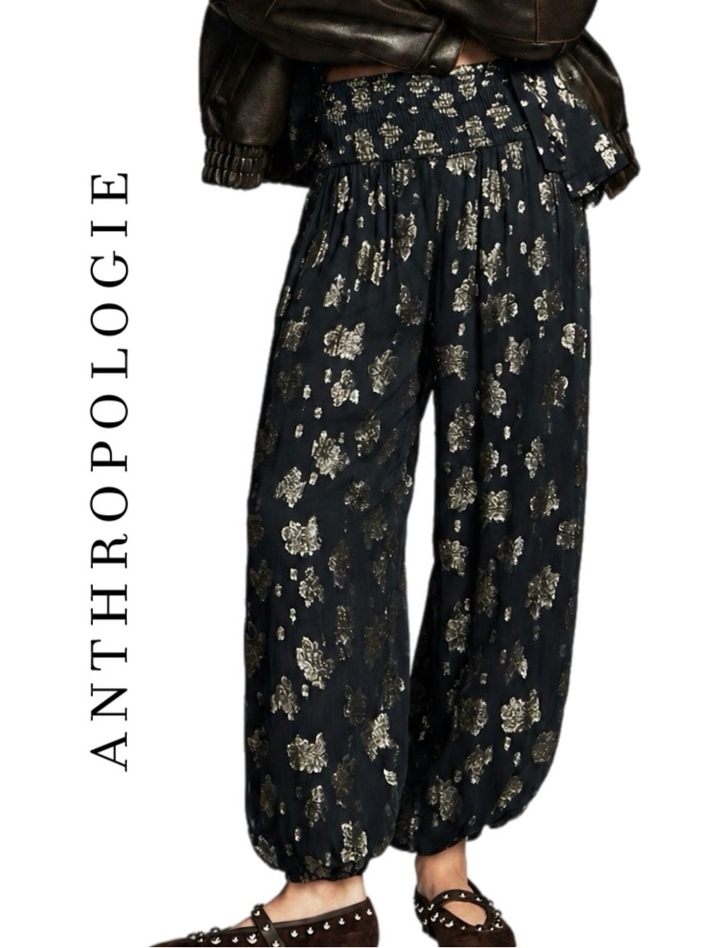 Anthropologie Deco Metallic Balloon Pants